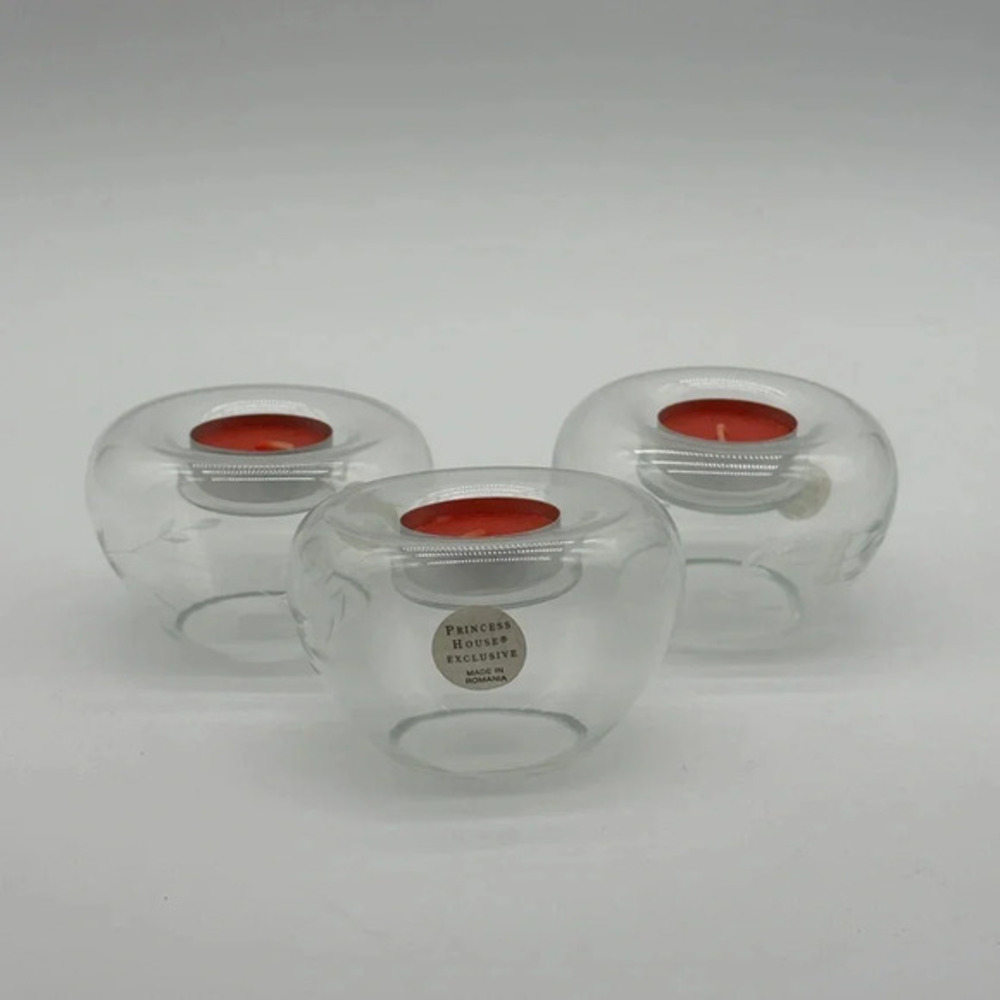 Princess House 443 Crystal tea light holder‎ Heritage 3 Pack